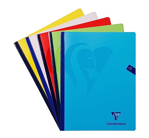Clairefontaine 309342C Ein Heft Broschüre genäht Mimesys Garn – 24 x 32 cm – 192 Seiten kleine Karos – weißes Papier 90 g – Umschlag aus Polypropylen – zufällige Farbe