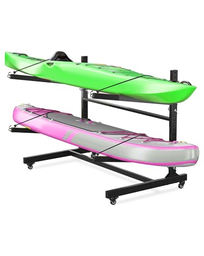 GarveeLife Kayak Storage Rack for 2-6 Kayaks Freestanding Kayak Rack for Outdoor Storage with...