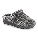 MUK LUKS Women's Quianna Lynn Slipper, Charcoal Plaid, Large