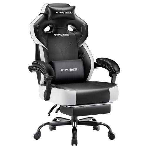 Image of GTPLAYER Big & Tall Gaming Chair, Wide Reclining with Footrest for Adults | Ergonomic High Back Computer Desk Chair, Comfort Padded Seat with Lumbar Support for Big /Tall, Office /Home, Dark Black