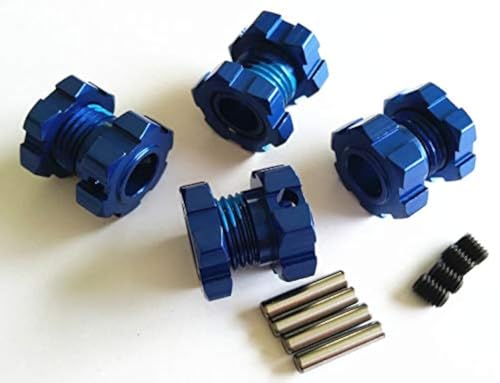 CrazyRacer Aluminio Splined 17mm Wheel Hubs Hex Adaptar -4pcs Azul Para Traxxas 1/10 E REVO 2.0 VXL 8654 7758