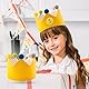 SREBIWO Geburtstagskrone Mädchen & Junge aus Musselin mit Geburtstagsbanner,Geburtstagskrone für Kinder,Krone aus Button Zahlen von 0-9,Krone Geburtstag Jungen Mädchen für den Kindergeburtstag (Gelb)