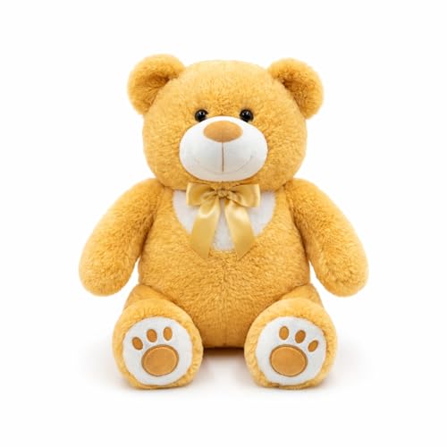 Image of 55 CM Golden Brown Teddy Bear Plush Toy | Super Soft Stuffed Animal for Kids | Cute Bow Tie Design | Huggable Soft Toy for Boys & Girls for Birthdays & Special Occasions