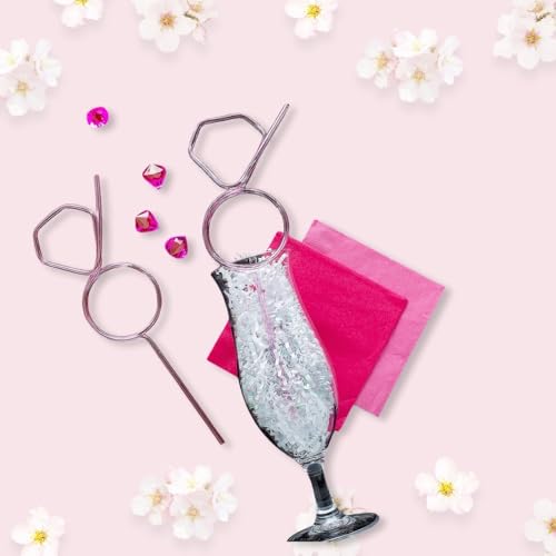 Pitillos de plástico rosa BPA-free, 12 piezas miniatura 3