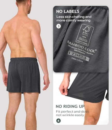 BAMBOO COOL Mens Boxers Durable Comfortable Boxer Shorts for Men Loose Ultra-Soft Men's Underwear (3 or 5 Pack)3