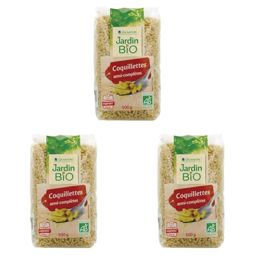 Jardin BiO étic - Coquillettes express' semi-complètes - bio - Salé - Certifié AB - Sachet de 500g (Lot de 3)