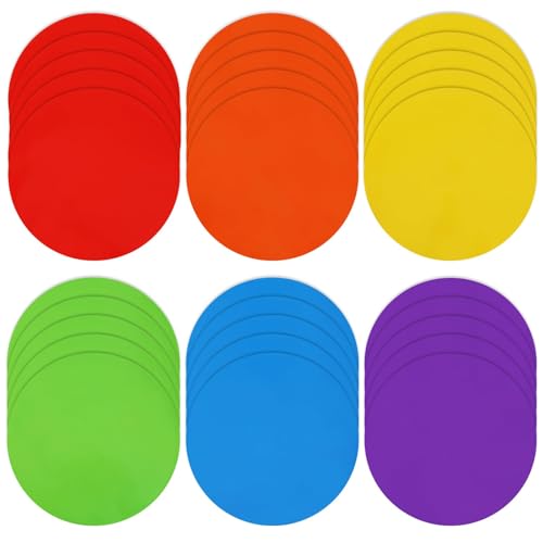 DTOFOOT 30Pcs Dry Erase Circle Dots, 11in Dry Erase Dots for Classroom Tables Removable Vinyl Spots Wall Decals 6 Colors Whiteboard Marker Stickers for Table Office School Classroom Teachers Supplies