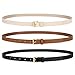 TRIWORKS 3 Pack Women Skinny Leather Belt for Jeans Pants Dress Ladies Thin Waist Belt with Gold Buckle