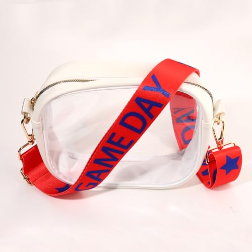 Image of Game Day Purse Strap Replacement Crossbody Wide Shoulder Strap Star Football Strap for Stadium Approved Clear Bag