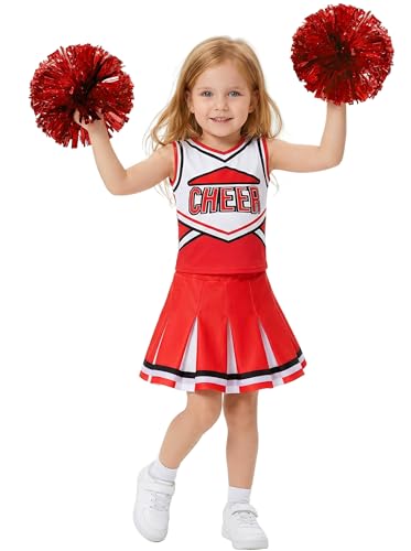 Opiniones y reviews de Ropa de Cheerleading y animación para Niño más recomendados. 48 Doxrmuru Disfraz de animadora para niñas, traje de animadora para fiesta de Halloween, regalo de cumpleaños (rojo, 9-10 años)