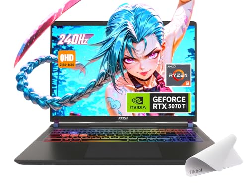 msi Vector 16 HX AI Gaming Laptop, 16' QHD+ IPS 240Hz,AMD Ryzen 9-8940HX Processor, GeForce RTX 5070 Ti, RGB Backlit, w/Mouse pad (Win 11, 16GB RAM | 1TB PCIe SSD)
