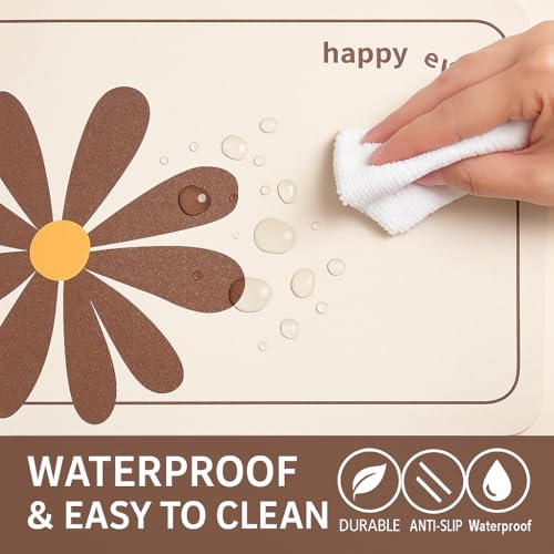 Image of YELONA Leather Dining Table Placemats Set of 2 - Waterproof, Heat Resistant, Anti-Slip, Easy to Clean Table Mats for Dining Table, Kitchen & Home Decor (Chocolate Brown, 40 x 30 cm)