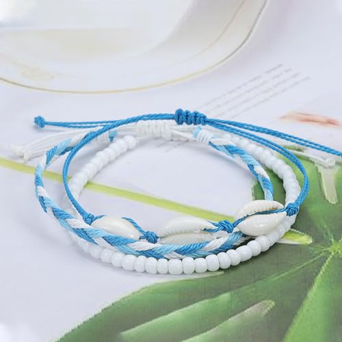 Beach Surfer Wave Bracelet for Women,Ocean Wave Adjustable Waterproof Handmade Braided String Beaded Bracelet Friendship Bracelet Anklets Summer Jewelry for Women4
