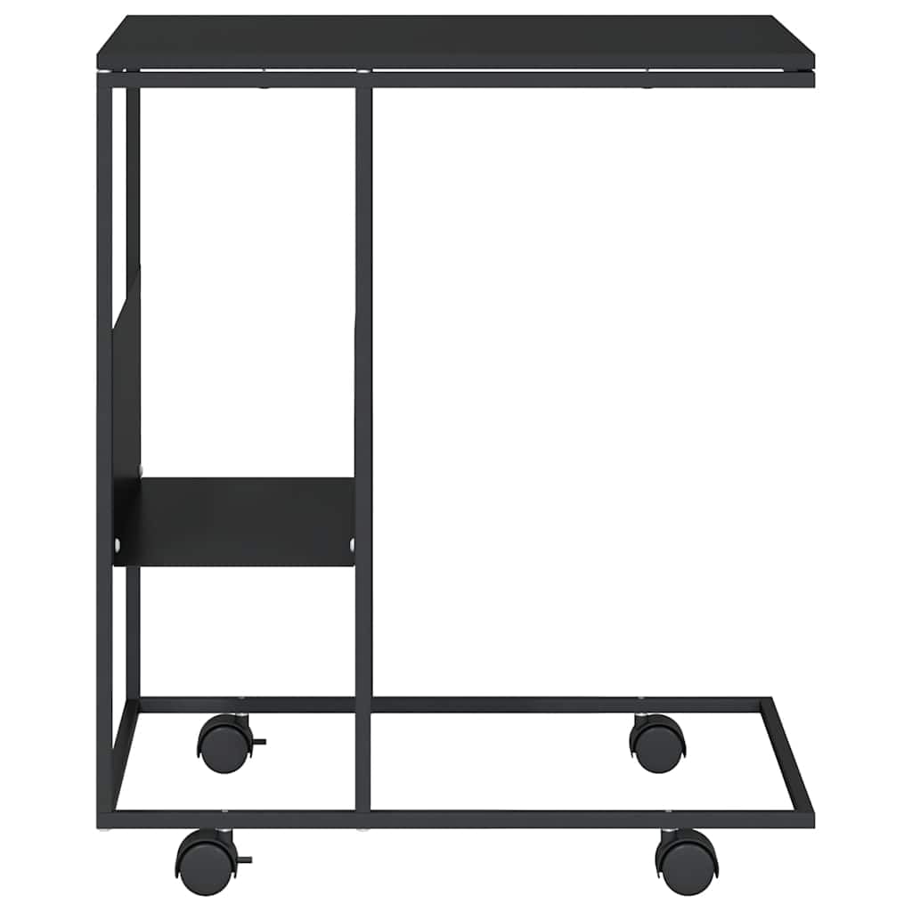 vidaXL Beistelltisch Couchtisch Kaffeetisch Wohnzimmertisch Sofatisch Telefontisch Tisch Teetisch Wohnzimmer mit Rollen Schwarz 55x36x63,5 cm Holzwerkstoff