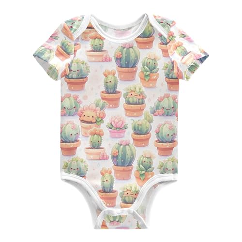 Wudan - Body tropical de cactus de manga corta para bebé, de algodón neutro, 3M, Kawaii Cactus Tropical, 24m