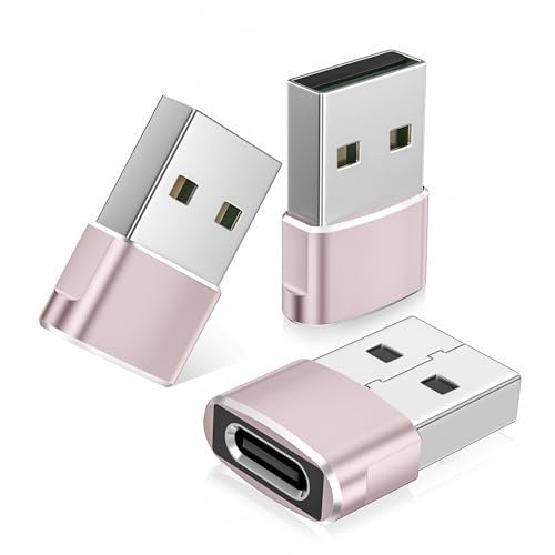 BASESAILOR Adaptateur USB vers USB C 3 Pack,Type C Femelle vers USBA Mâle Convertisseur Chargeur...