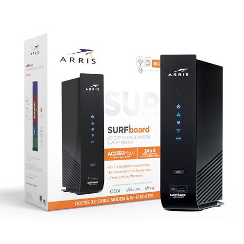ARRIS Surfboard SBG7400AC2-RB DOCSIS 3.0 Cable Modem & AC2350 Wi-Fi Router , Approved for Comcast Xfinity, Cox, Charter Spectrum & more , Four 1 Gbps Ports , 800 Mbps Max Internet Speeds,- REFURBISHED