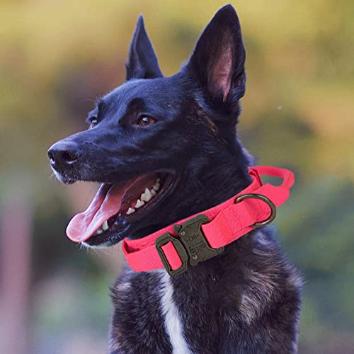 Doggiekit Tactical Dog Collar Adjustable Nylon Military Dog Collars With Heavy Duty Metal Buckle And Control Handle For Dogs Walking Training (Large, Pink) #TOP5