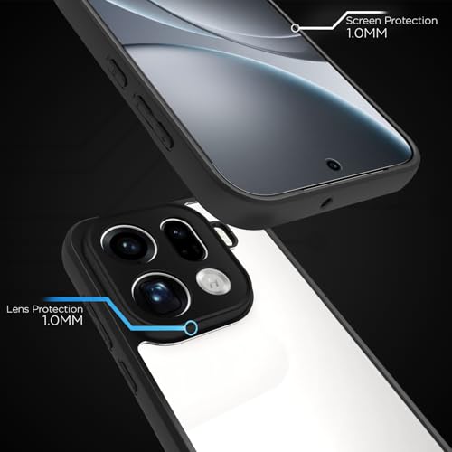 Image of RIGGEAR Shockproof Sleek Hybrid Armor Back Cover Case for Oppo Find X9 Pro 5G (Clear PC + Black TPU Bumper)
