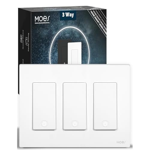 MOES Zigbee 3 Way Light Switch, 3 Gang Smart Wall Switches Single Pole, Require Neutral Wire, Support Remote Control, Compatible with Alexa/Google Assistant