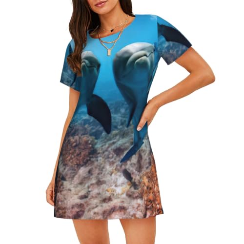 Chemise de nuit dauphin drôle en coton pour femme du S au 3XL