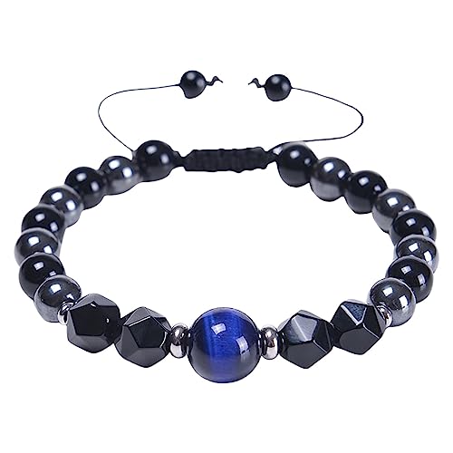 Bracelet oeil de tigre 10 mm élastique et ajustable pour homme et femme