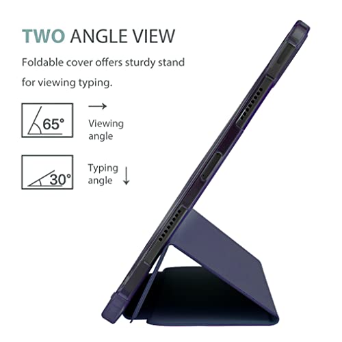 Compatible with iPad (10.2 inch) Tablet Protective Case, Y Shaped Folding Case with Pen Slot, Deep Blue - Image 3