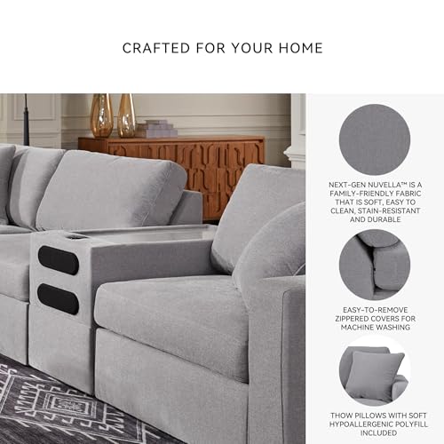Image of Signature Design by Ashley Modular Sectional with Audio Console, Grey
