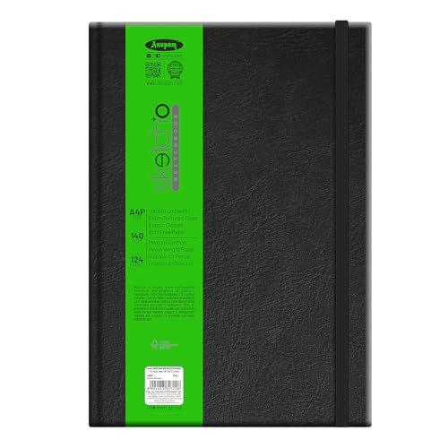Image of Anupam SketchO Sketchbook Hardbound | Portrait Opening | A4 Size | 140 GSM, 128 Pages | Acid Free Natural Shade Paper with Elastic Closure for Artists & Professionals (Pack of 2)