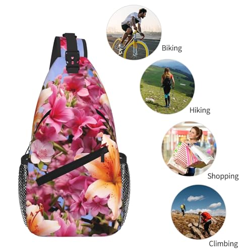 Mochila tipo sling unisex con diseño floral miniatura 6
