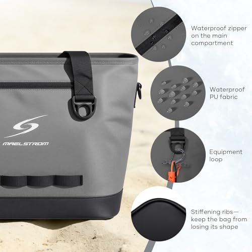 Image of Maelstrom 30 Can Insulated Cooler Bag, Leakproof Soft Ice Chest | Tote Style,16h Cold, Lightweight,Collapsible,Peva Liner,Waterproof,Gear Loop,Multi-Pockets,For Shopping,Beach,Picnic
