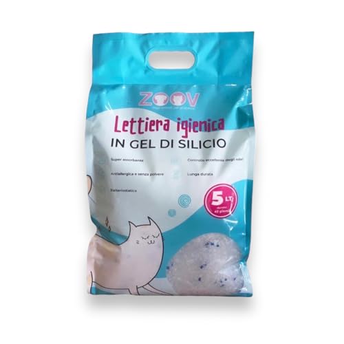 Zoov Lettiera Gatti in Cristalli di Silicio Anallergica, 5 Lt - 45 Giorni