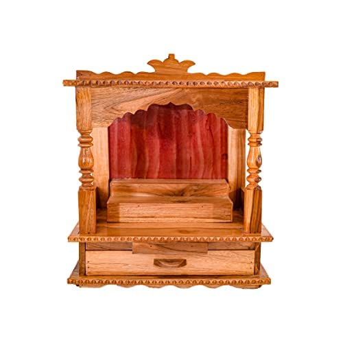 Solid Teak Wood Mandir / Wooden Temple for Home Wall / Pooja Temple