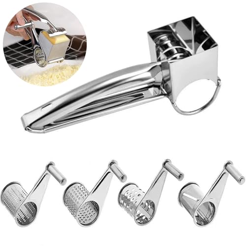 PACIOCEAN Cheese Grater, with 4 Stainless Steel Blades, Multi-Purpose Kitchen Grater for Parmesan, Ginger, Vegetables