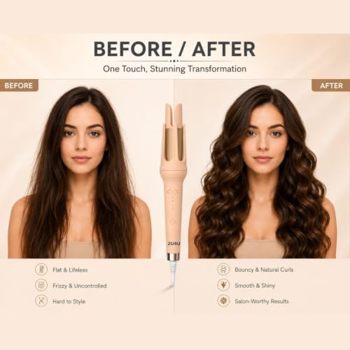 Image of 2U4U Automatic Hair Curler | Effortless Hair Styling with Adjustable Temperature and Smooth Rotating Design for Perfect Curls on All Hair Types