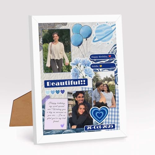 Giftway Aesthetic Personalised Photo Frame - Customised Keepsake with Photos & Message - Thoughtful birthday gift for husband - 5x7 Inch White