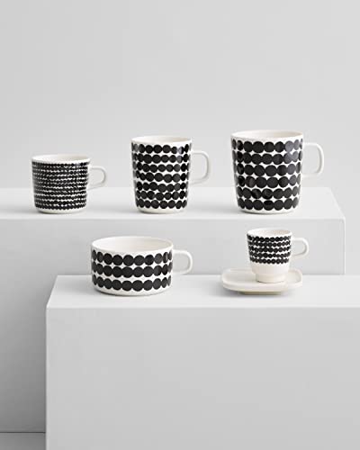 Taza de cerámica Marimekko Oiva Räsymatto negra y blanca 13.5 oz miniatura 4