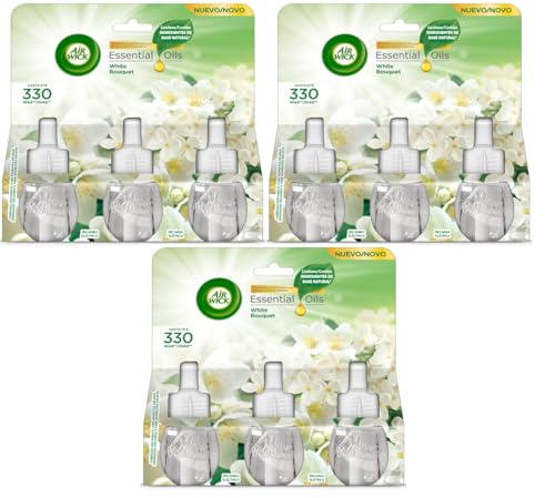 Air Wick Eléctrico - Recambios de ambientador automático eléctrico, aroma a White Bouquet - 9 x 19ml
