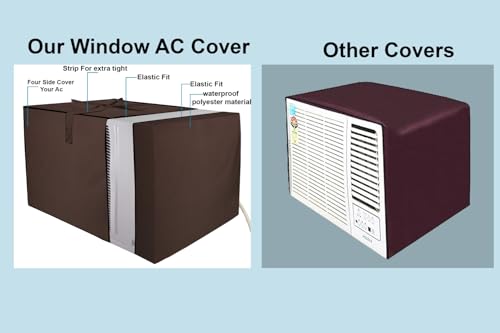 Image of The Furnishing Tree window ac cover suitable for Lloyd 1.5 Ton LW19A3N, Coffee Color Elastic fit Cover for front and rear Of Window Ac