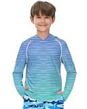 BesserBay Kids UPF 50+ Hoodie Blue and Green Gradient Swim Shirt Sun Protection Long Sleeve Surfing Shirt for Little Boy 5-6 Years