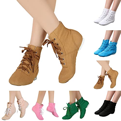 Children Canvas Dance Shoes Soft Soled Ballet Training Shoes High Top Casual Sandals Lace up Dance Booties2