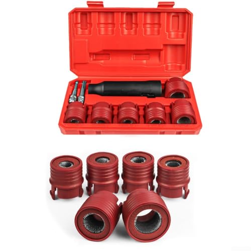 Wheel Stud Thread Cleaning Kit 9 Pieces Car Maintenance Tools 12mm to 28mm Metal Wire Brushes Set With Drill Adapter for Automotive Workshop