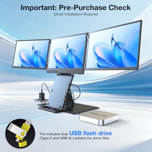 Image of Quad Laptop Screen Extender, 15.3 inch 1200P FHD Quad Monitor, 16:10 Aspect Ratio, 1 Cable for 3 Screens, Driver Required, Compatible with Windows & All Mac (M1-M5 Included)