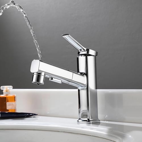 Wasserhahn Bad mit Ausziehbar Brause, Armatur Badezimmer mit 2 Strahlarten,...