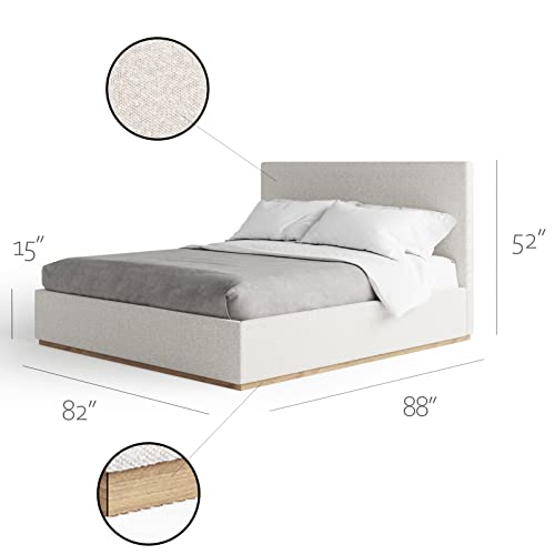 Create Comfort King Bed Frame With Headboard - Free Assembly Upholstered King Size - Monaco Bed - Sturdy Wood Platform Bedframe And Head, Boucle (Boucle, King) #TOP1
