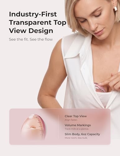 Image of Momcozy Air 1 Wearable Breast Pump, Ultra-Slim Hands-Free Breast Pump with Wireless Charging Case, Top-View Visible, App Control, Auto Mode Switching, Milk Tracking & Full-Collector Alerts, 6oz
