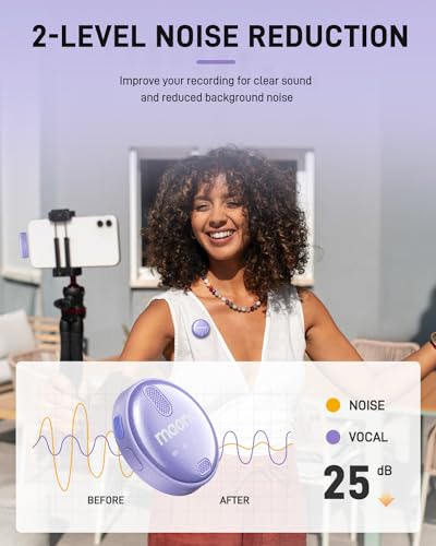 Image of MAONO Wireless Collar Mic for YouTube PC and Type C Mobile, Noise Cancellation Lapel mic with 6H Battery, 100m Transmission, Gain, Mute, Monitoring for YouTube, Vlogging, Podcasting (WM620-Purple)