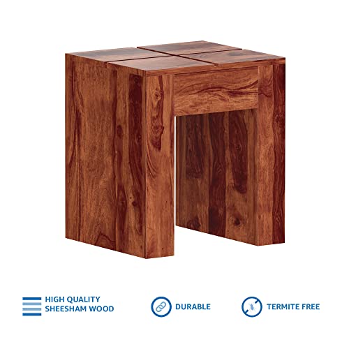 Image of STRATA FURNITURE Solid Sheesham Wood Vog Modern Side Table with 1 Drawer Storage | Space-Saving Wooden Bedside Table Furniture | Nightstand for Living Room Home (Natural Finish)