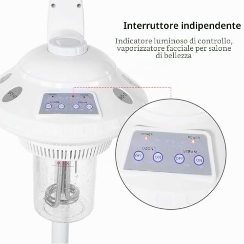 Vaporizzatore Viso con Ozono, Pulitore a Vapore Multifunzione per Sauna e Bellezza – Dispositivo Cura Viso con Sanificazione