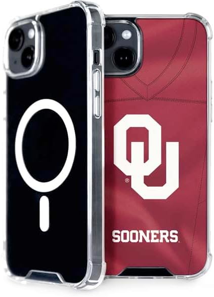 Skinit Phone Case Compatible with MagSafe iPhone 15 - Officially Licensed University of Oklahoma Split Jersey Design